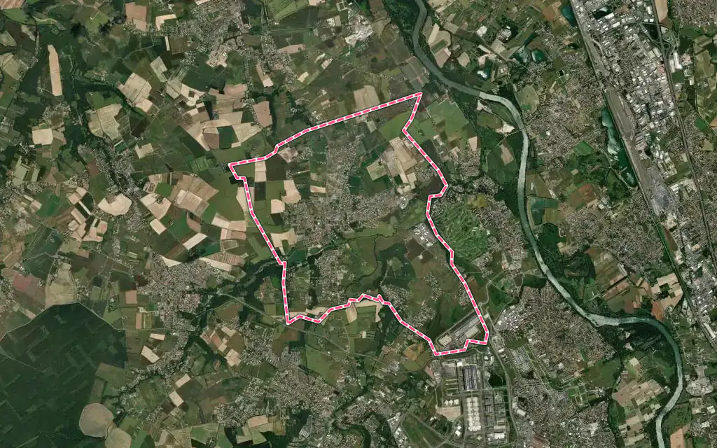 Vue satellite de Aussonne avec ses contours administratifs
