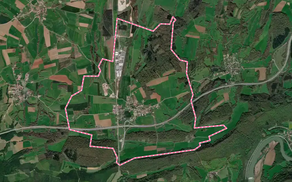 Vue satellite de Autechaux avec ses contours administratifs
