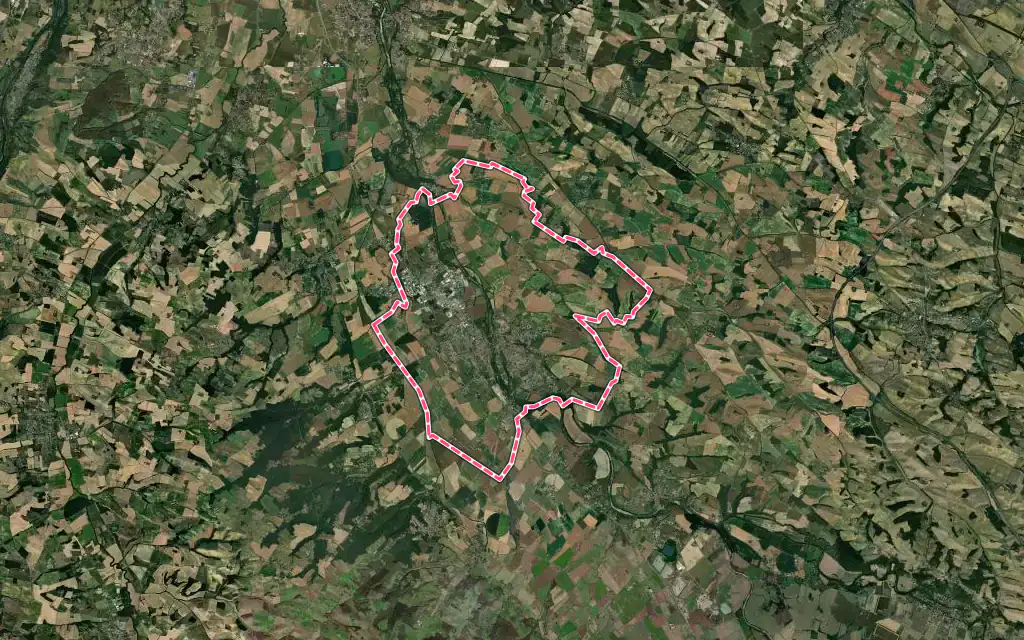Vue satellite de Auterive avec ses contours administratifs