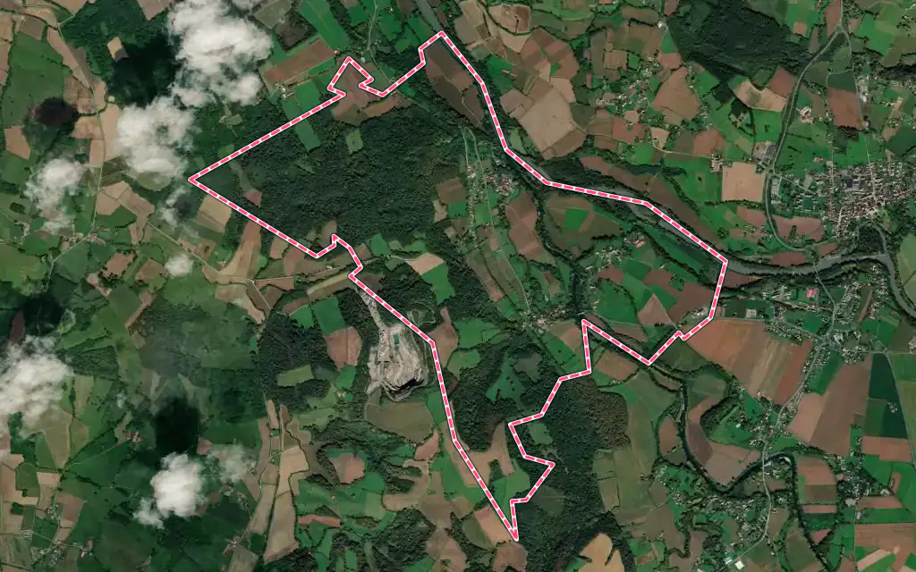 Vue satellite de Autevielle-Saint-Martin-Bideren avec ses contours administratifs
