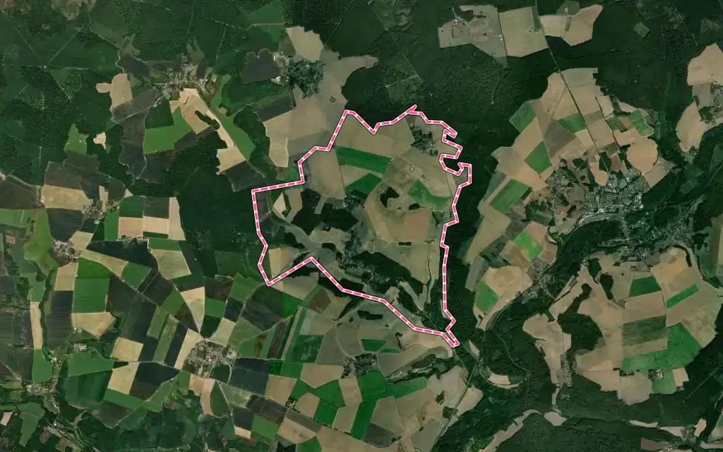 Vue satellite de Autheuil-en-Valois avec ses contours administratifs