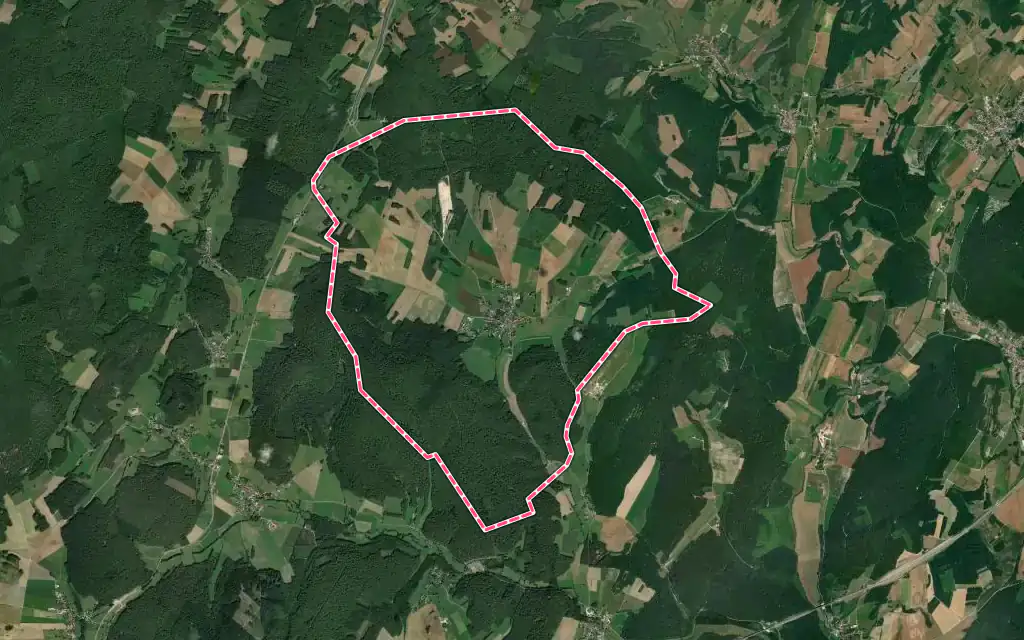 Vue satellite de Authoison avec ses contours administratifs