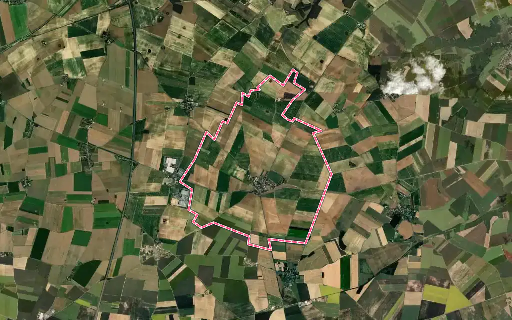 Vue satellite de Authon-la-Plaine avec ses contours administratifs