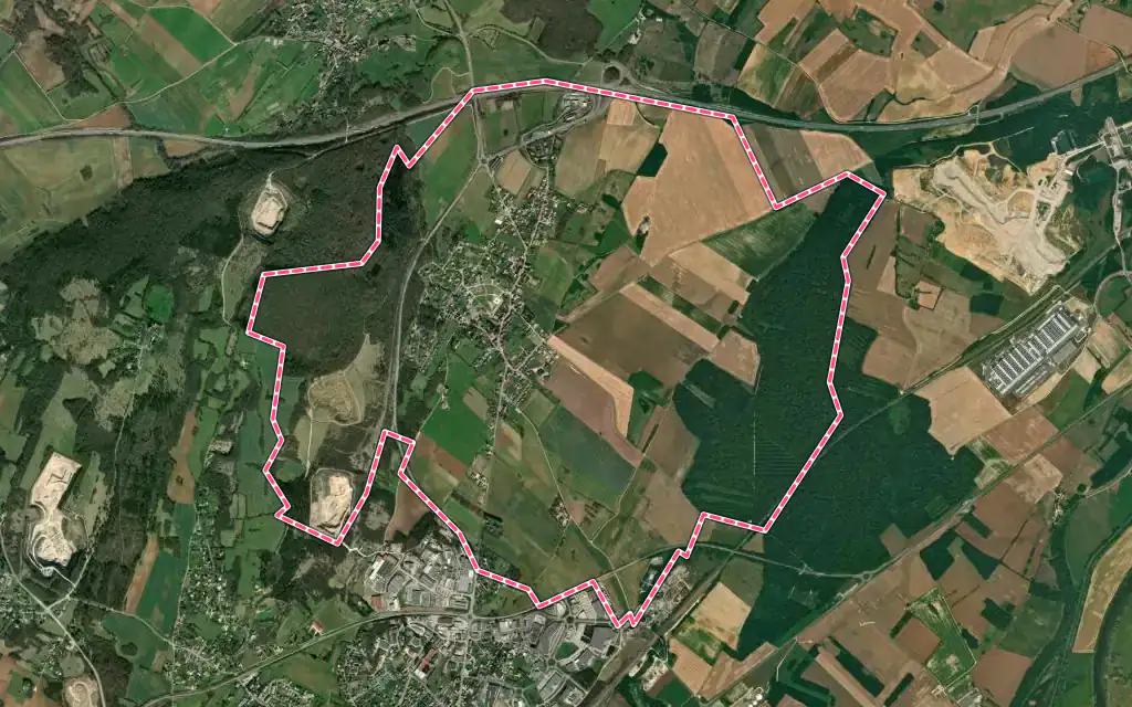 Vue satellite de Authume avec ses contours administratifs
