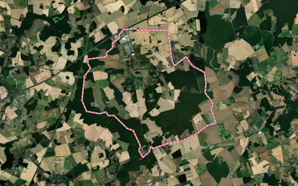 Vue satellite de Autrèche avec ses contours administratifs