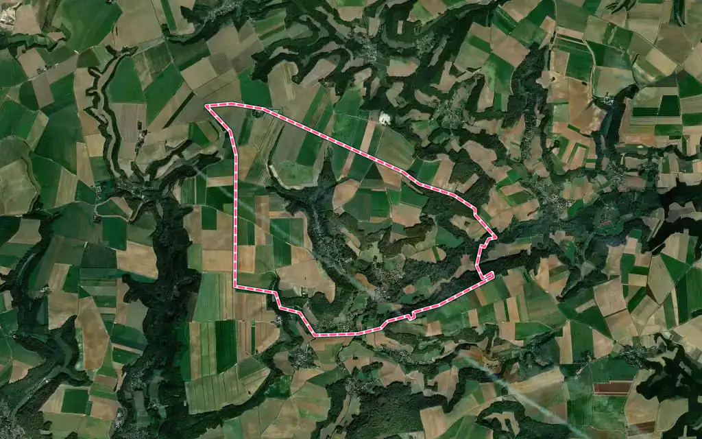 Vue satellite de Autrêches avec ses contours administratifs
