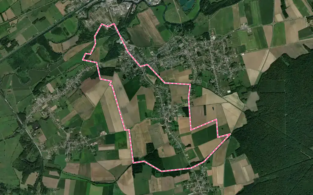 Vue satellite de Autreville avec ses contours administratifs