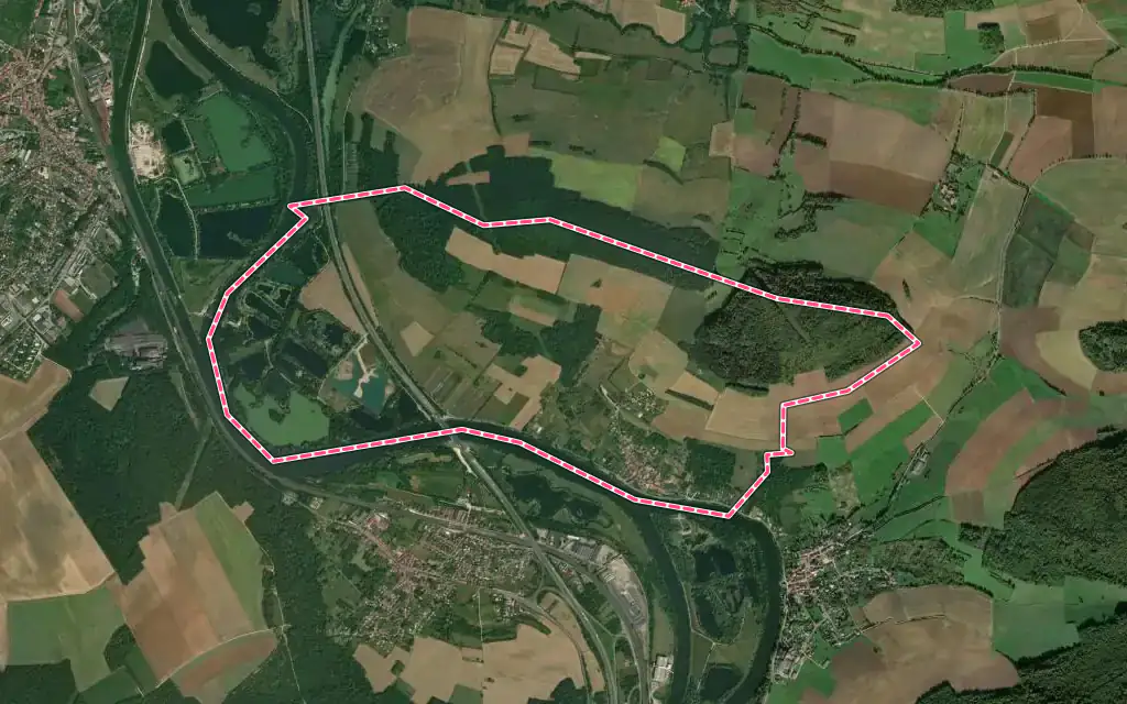 Vue satellite de Autreville-sur-Moselle avec ses contours administratifs