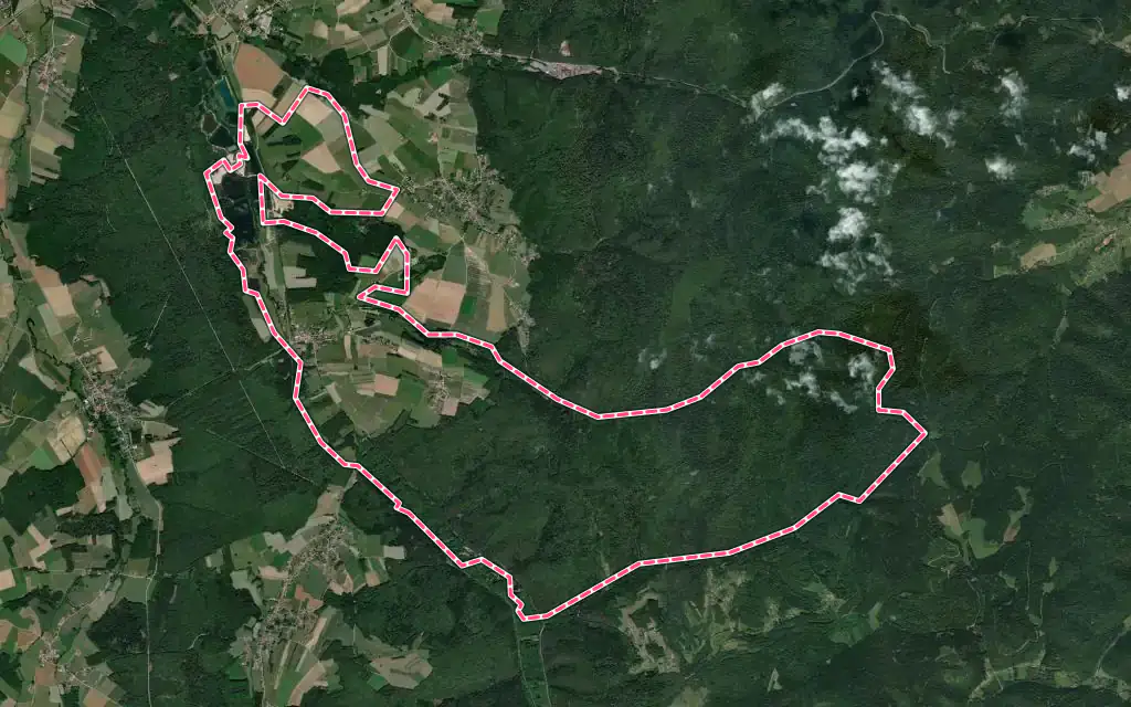 Vue satellite de Autrey avec ses contours administratifs
