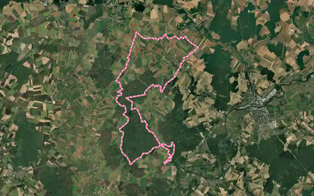 Vue satellite de Autrey-lès-Gray avec ses contours administratifs