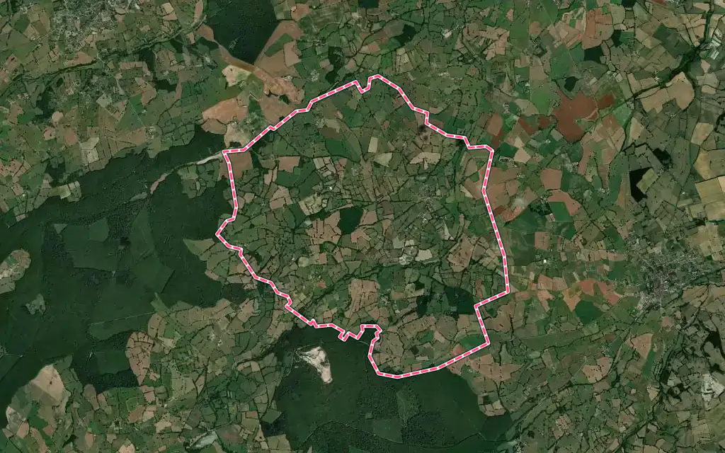 Vue satellite de Autry-Issards avec ses contours administratifs