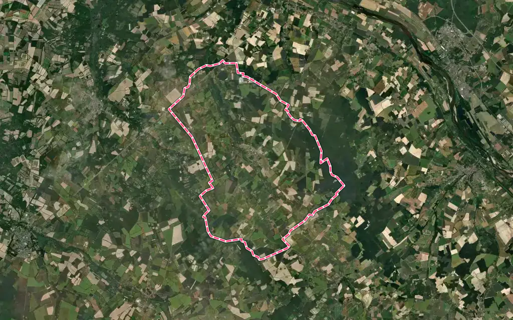 Vue satellite de Autry-le-Châtel avec ses contours administratifs