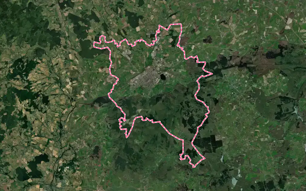 Vue satellite de Autun avec ses contours administratifs