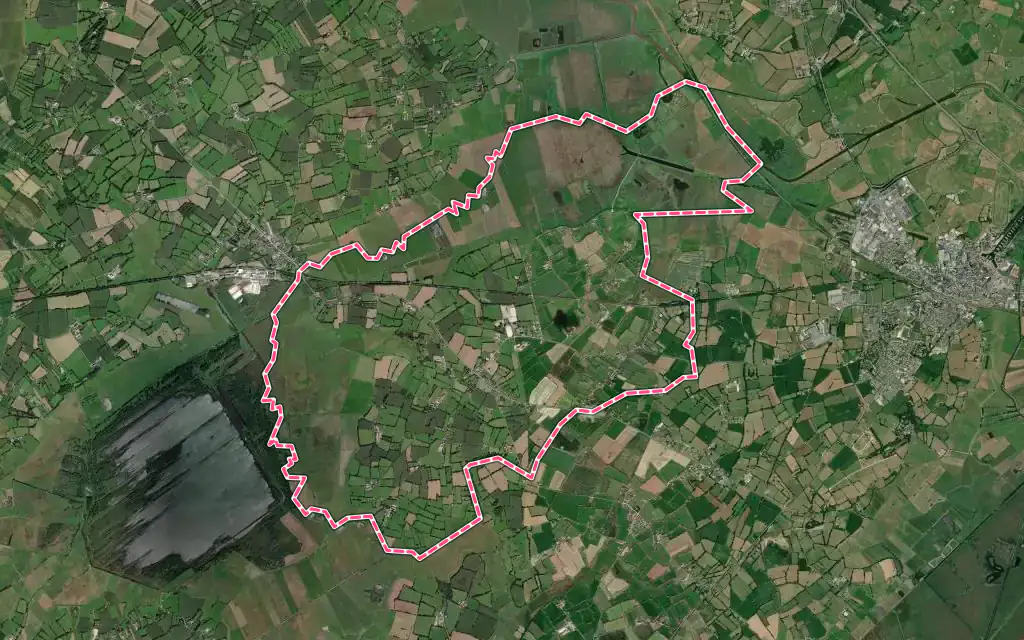 Vue satellite de Auvers avec ses contours administratifs