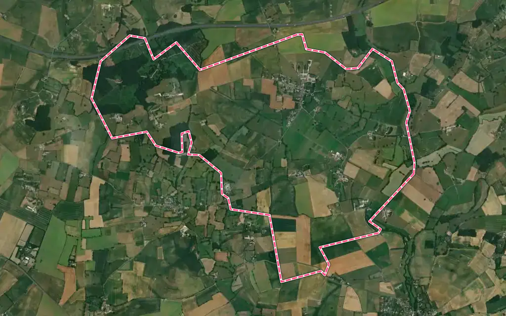 Vue satellite de Auvers-sous-Montfaucon avec ses contours administratifs