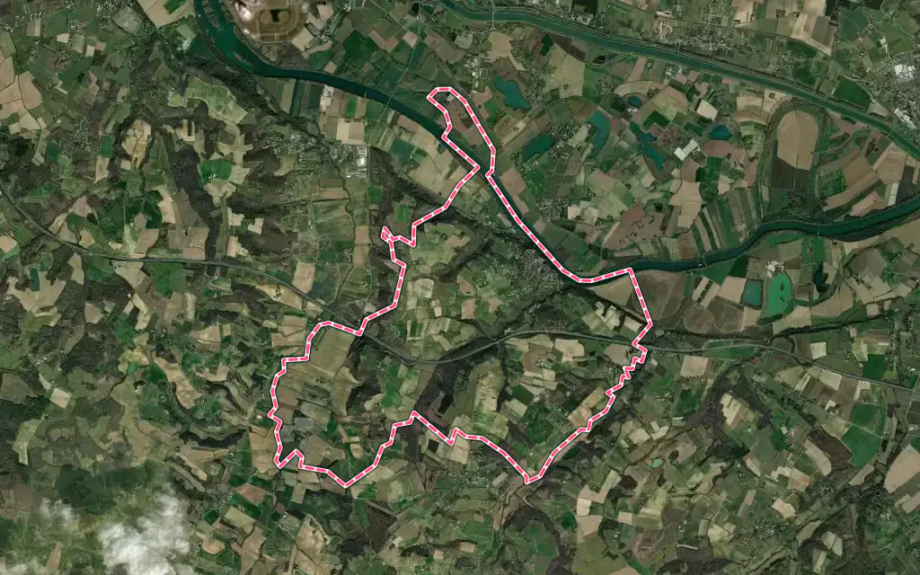 Vue satellite de Auvillar avec ses contours administratifs