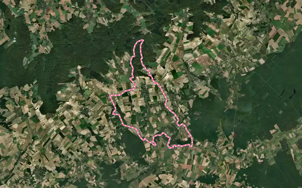 Vue satellite de Auxon avec ses contours administratifs