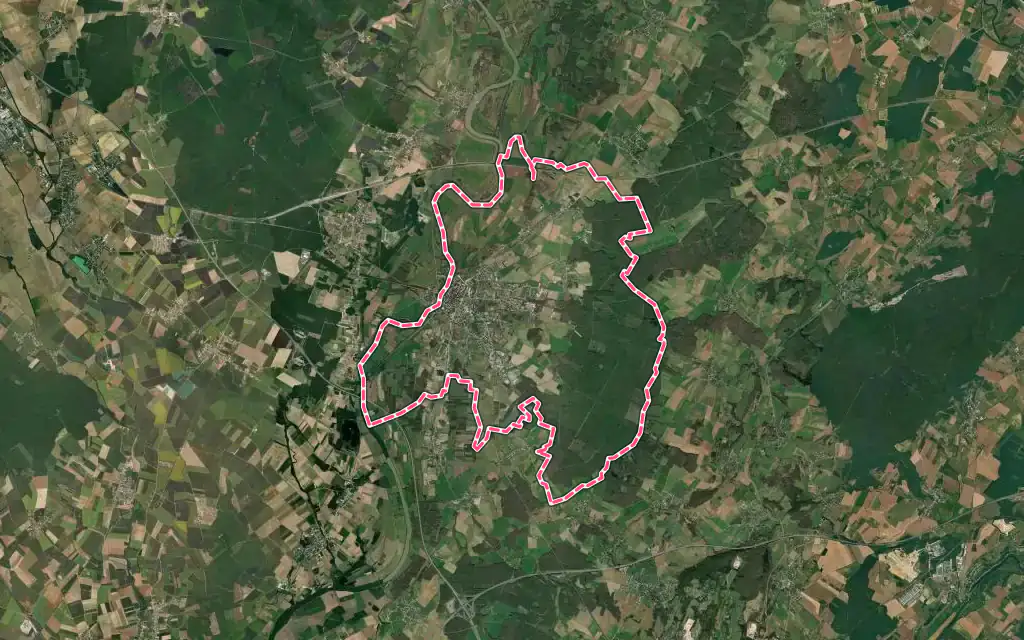 Vue satellite de Auxonne avec ses contours administratifs