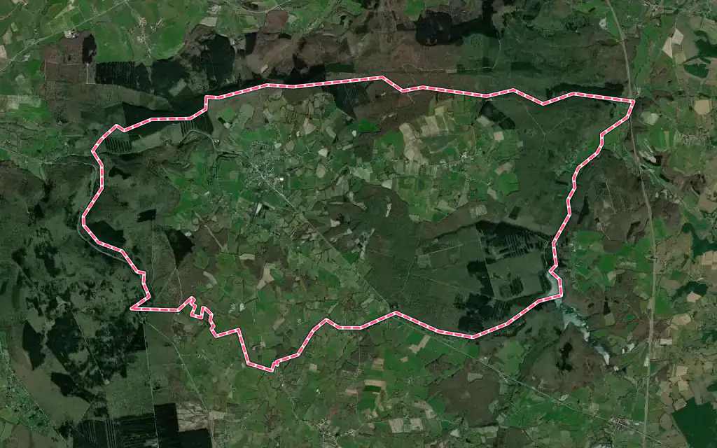 Vue satellite de Auxy avec ses contours administratifs