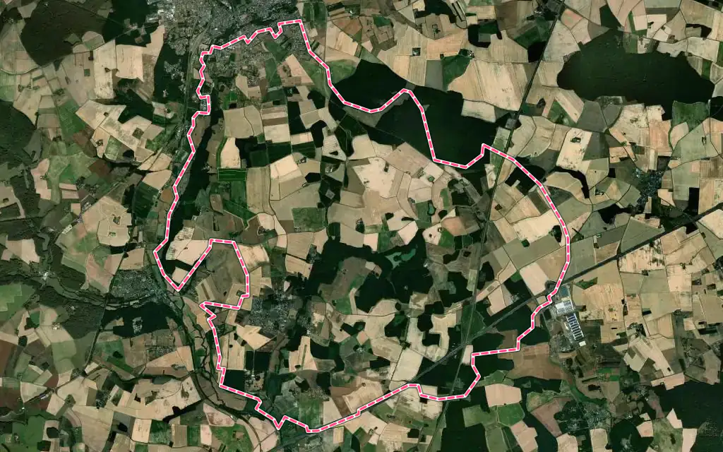 Vue satellite de Auzouer-en-Touraine avec ses contours administratifs