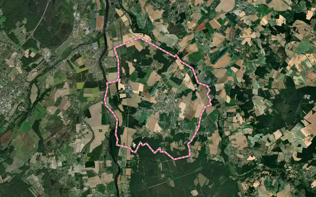 Vue satellite de Availles-en-Châtellerault avec ses contours administratifs