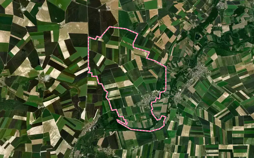 Vue satellite de Avaux avec ses contours administratifs