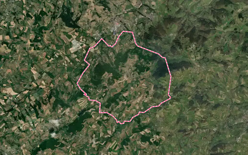 Vue satellite de Aveize avec ses contours administratifs