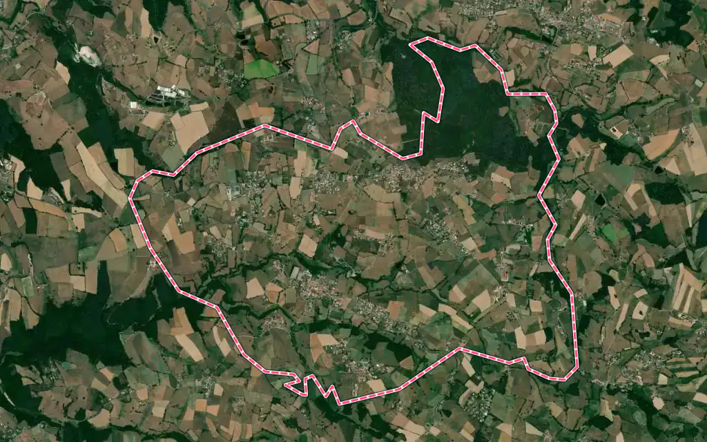 Vue satellite de Aveizieux avec ses contours administratifs