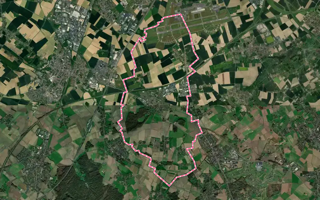 Vue satellite de Avelin avec ses contours administratifs