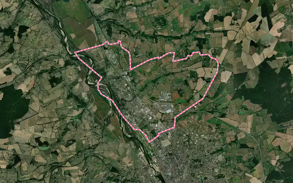 Vue satellite de Avermes avec ses contours administratifs