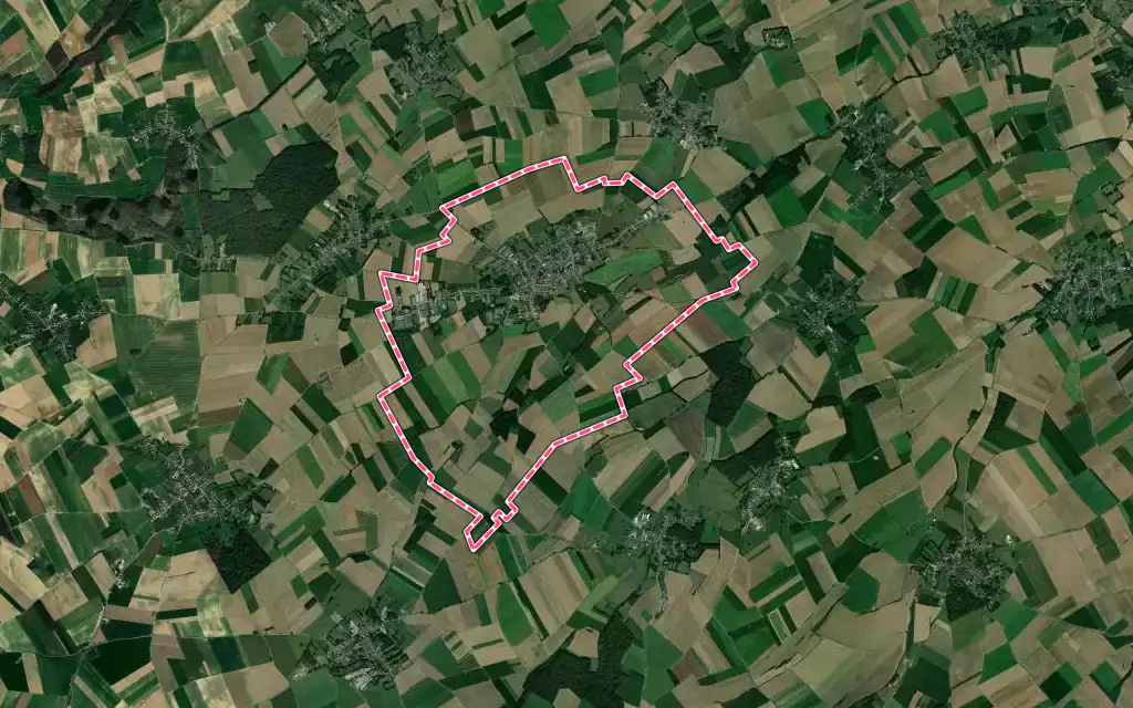 Vue satellite de Avesnes-le-Comte avec ses contours administratifs