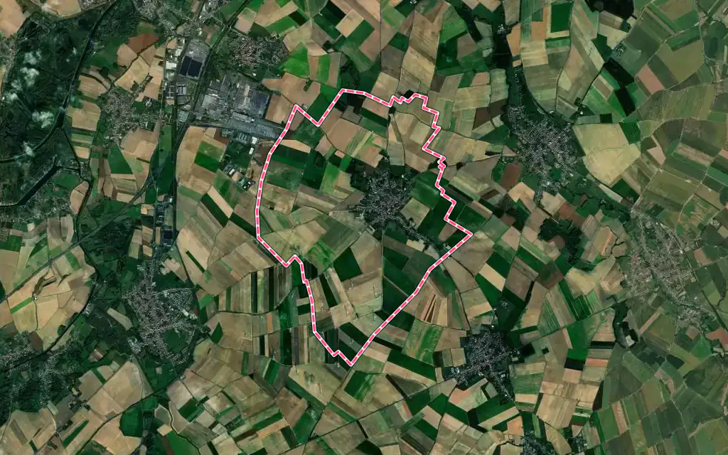 Vue satellite de Avesnes-le-Sec avec ses contours administratifs