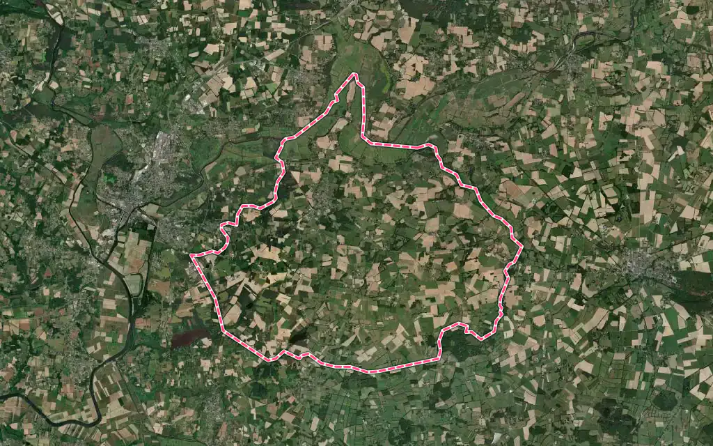 Vue satellite de Avessac avec ses contours administratifs