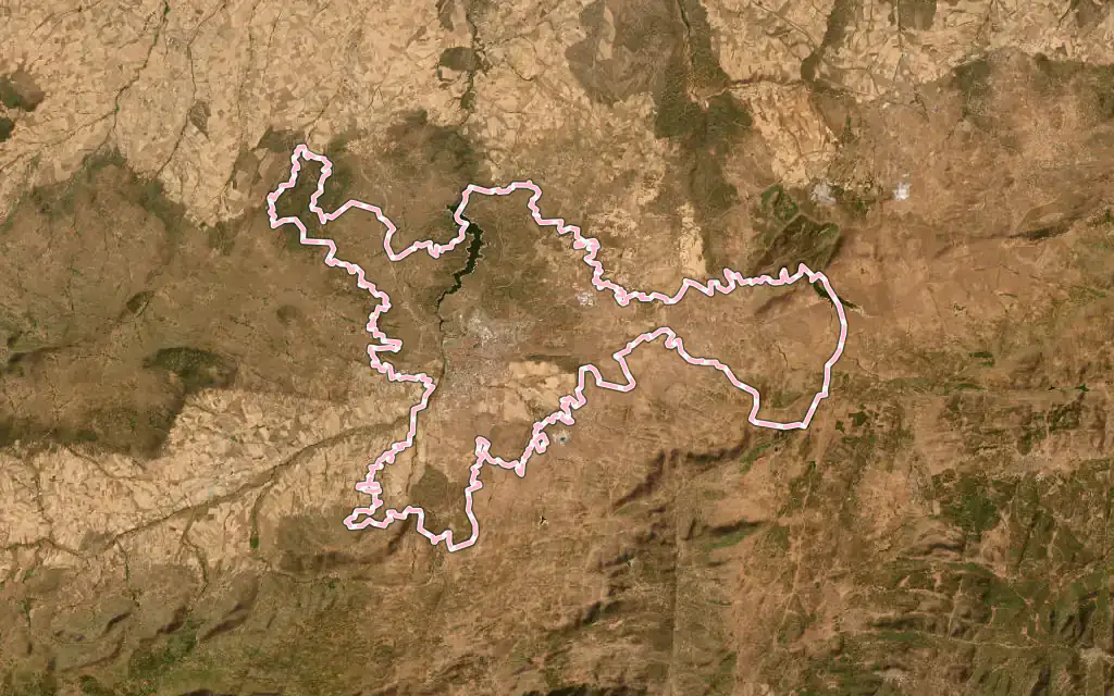 Vista satélite de Ávila con su contorno administrativo