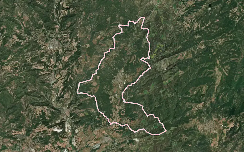 Vista satélite de Avinyó con su contorno administrativo