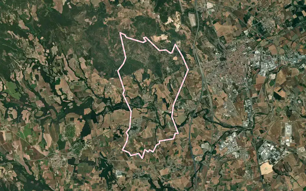 Vista satélite de Avinyonet de Puigventós con su contorno administrativo