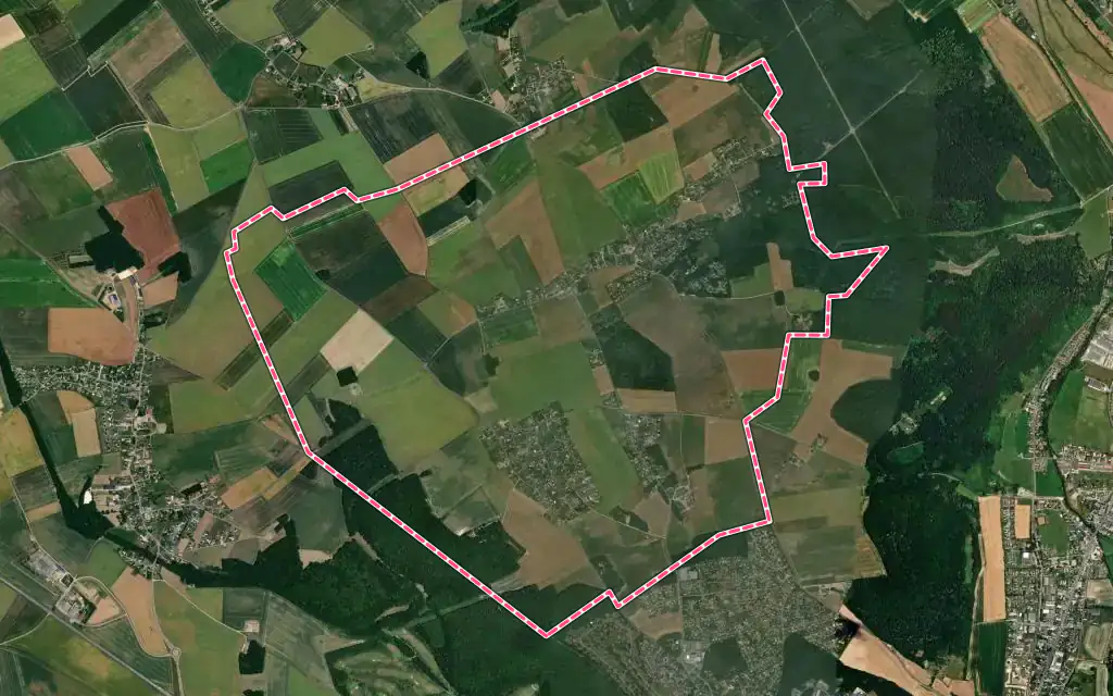 Vue satellite de Aviron avec ses contours administratifs