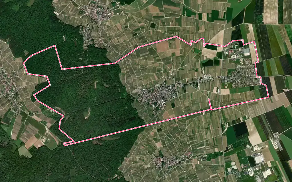 Vue satellite de Avize avec ses contours administratifs