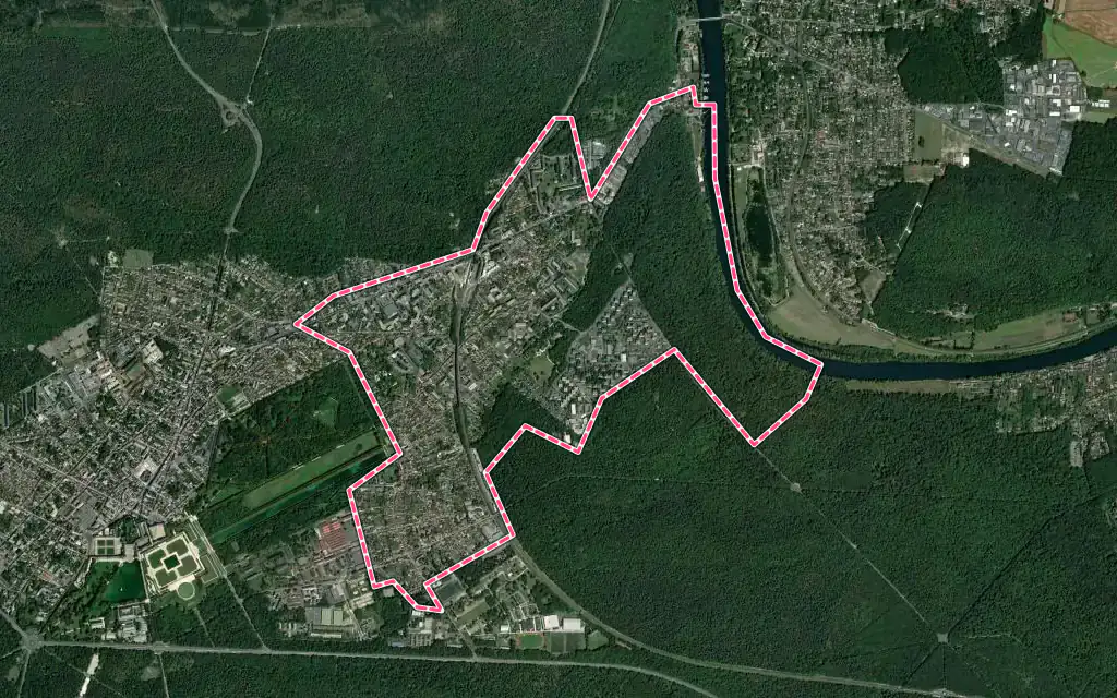 Vue satellite de Avon avec ses contours administratifs