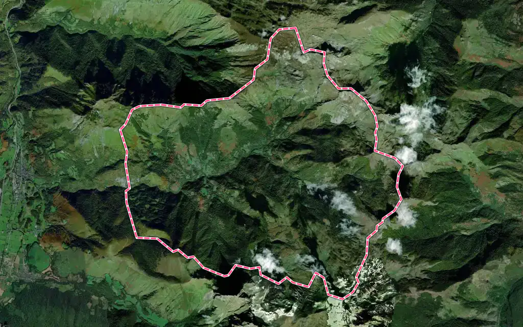 Vue satellite de Aydius avec ses contours administratifs