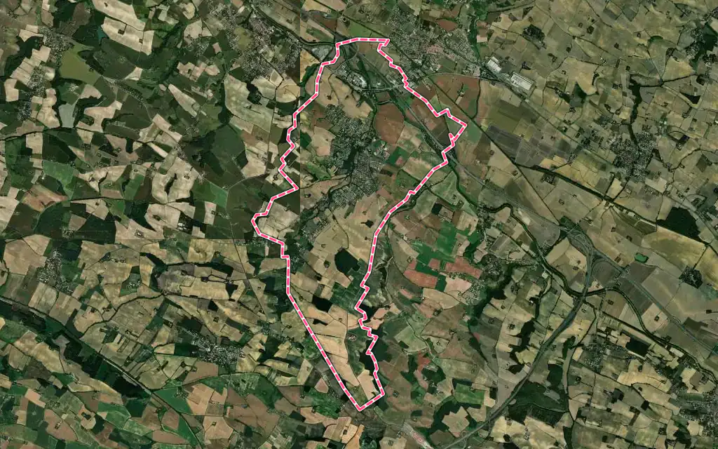 Vue satellite de Ayguesvives avec ses contours administratifs