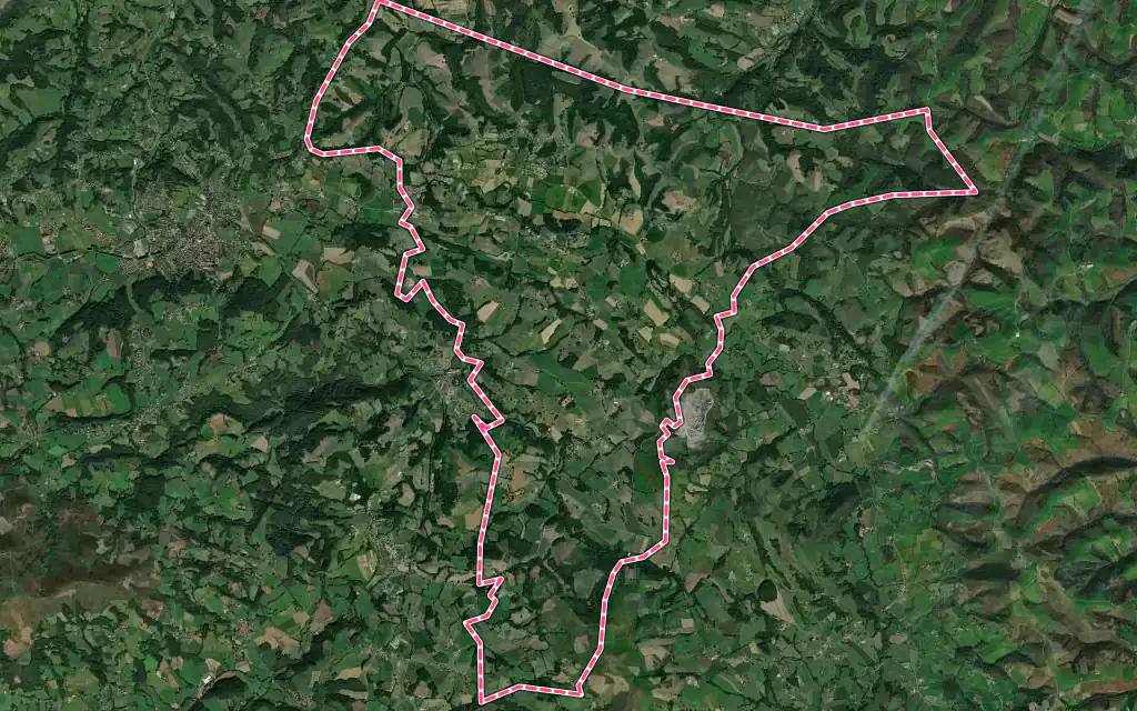 Vue satellite de Ayherre avec ses contours administratifs