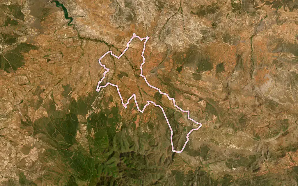 Vista satélite de Ayllón con su contorno administrativo