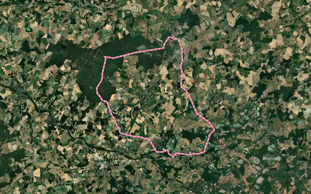 Vue satellite de Azay-le-Ferron avec ses contours administratifs
