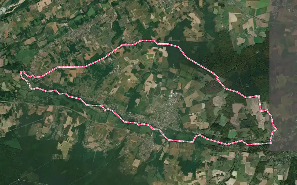 Vue satellite de Azay-le-Rideau avec ses contours administratifs