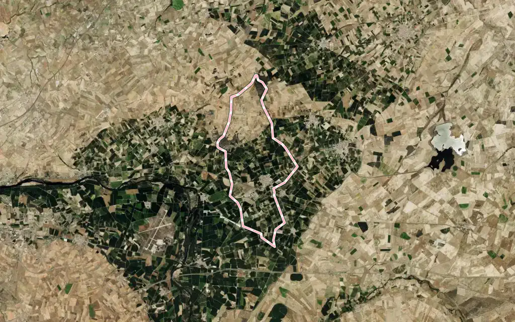Vista satélite de Babilafuente con su contorno administrativo