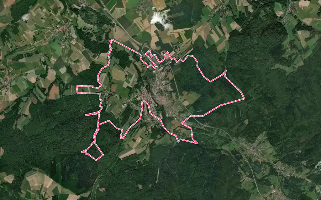 Vue satellite de Baccarat avec ses contours administratifs