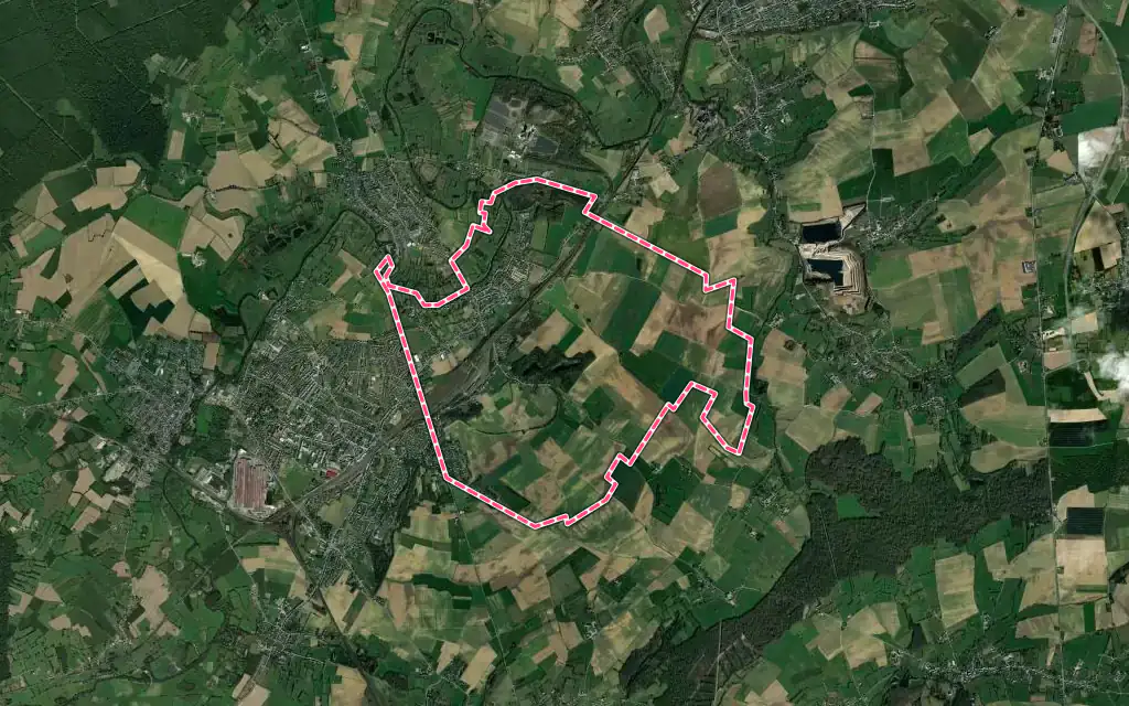 Vue satellite de Bachant avec ses contours administratifs