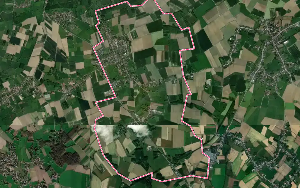 Vue satellite de Bachy avec ses contours administratifs