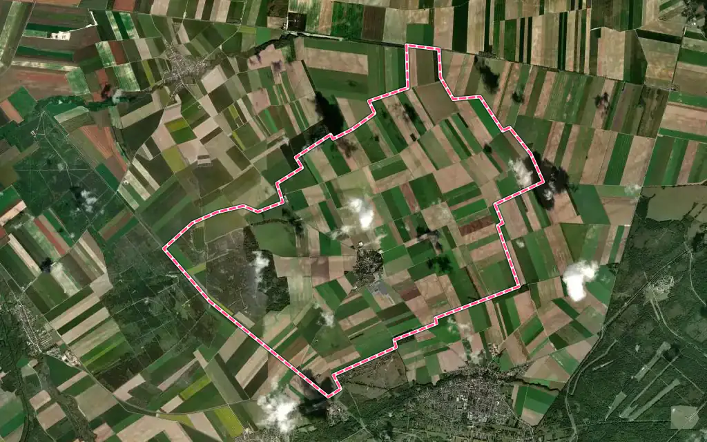 Vue satellite de Baconnes avec ses contours administratifs